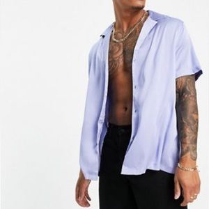 ASOS Design satin shirt with deep revere collar